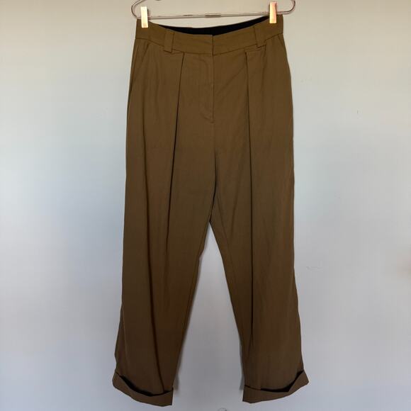 Vintage Margaret Howell Trousers Womens Pants 12 Tan Pleated Quiet Luxury Cuffed - Picture 2 of 7